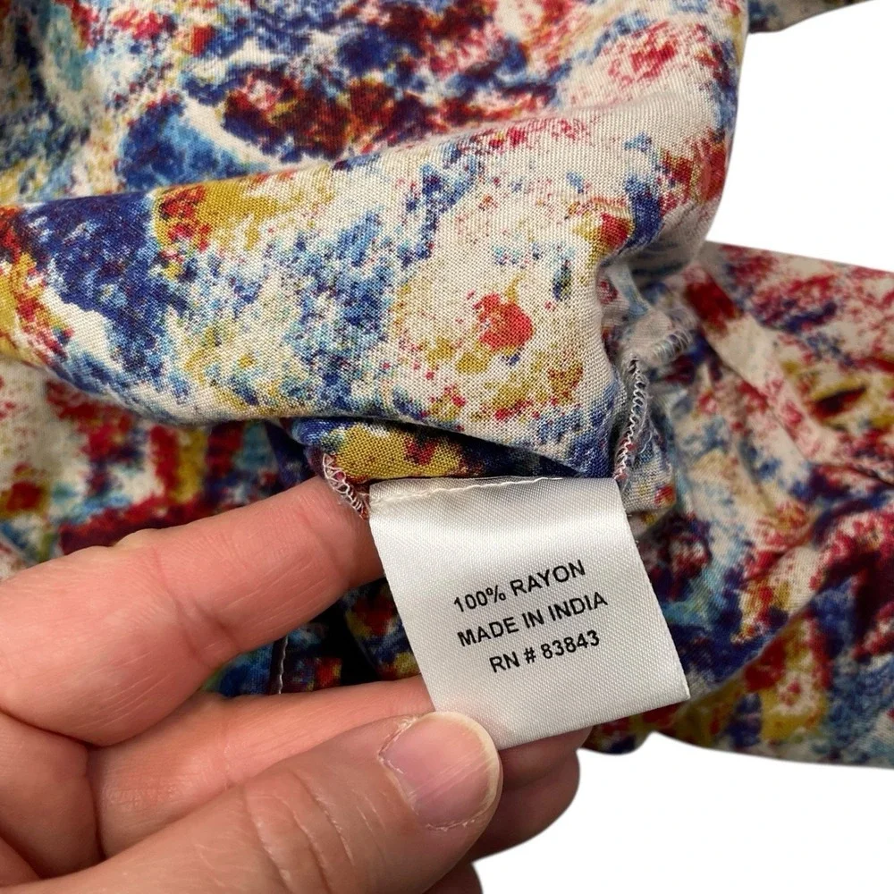 Serengeti 3X Blouse Roll‎ Tab Sleeve Retro Abstract Artsy Print Business Office - Picture 9 of 9